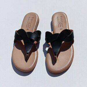 TUSCANY by EASY STREET Women's Abriana  Black Woven Flip Flop  Sandals - 8M